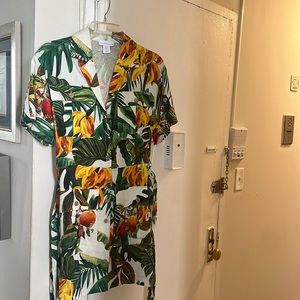 House of Harlow 1960 Linen Blend Tropical Dress